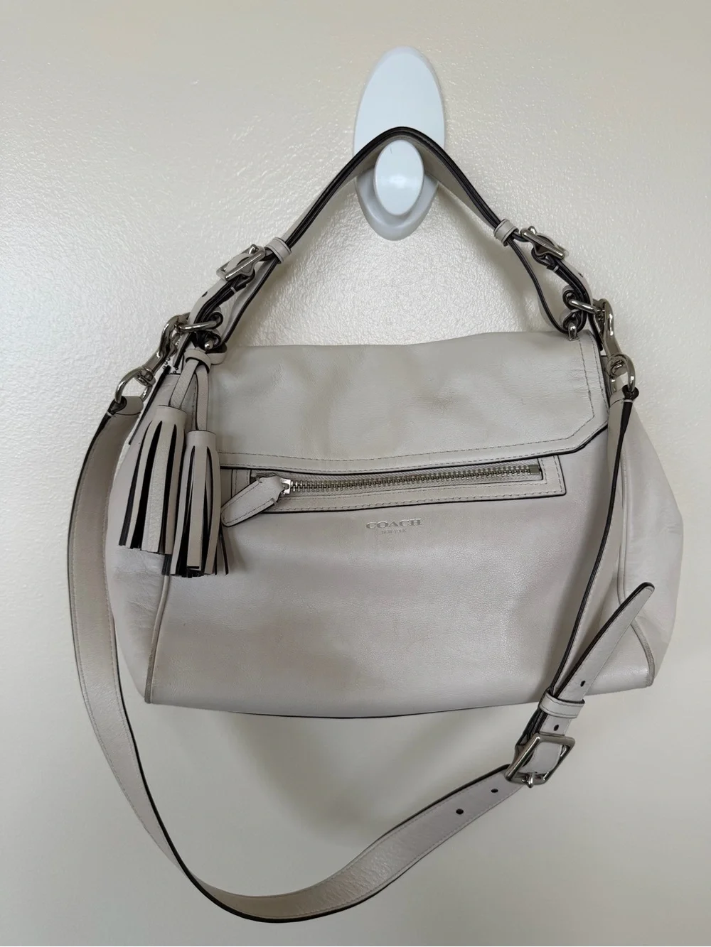 COACH Vintage Legacy Romy Vanilla Leather Convertible Top Handle Crossbody Bag - Picture 7 of 14